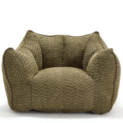 Compressed Plush Bean Bag Sofa Couch- High-Resilience Foam Filled, Ultra-Soft Boucle Lounge Chair For One Or Two People, Cozy Living Room Seating For Reading, Gaming & Relaxing, Space-Saving Vacuum