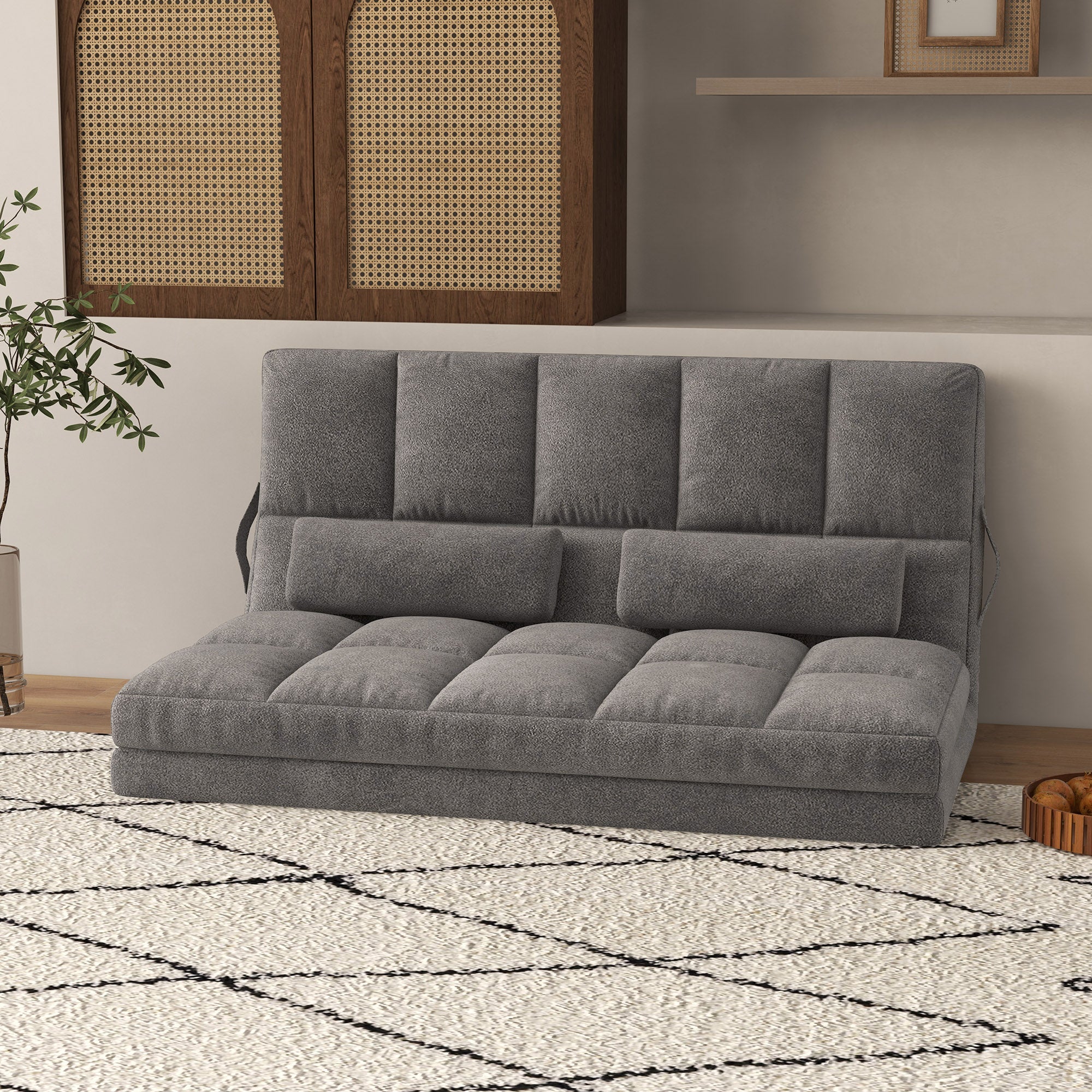 Grey Convertible Floor Sofa