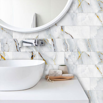 Irregular Gold Stripes Marble Kitchen Bathroom Decoration Modern Simple Style Wall Stickers Waterproof Peel And Stick Wallpaper Free Cutting PVC Self-adhesive Wall Stickers