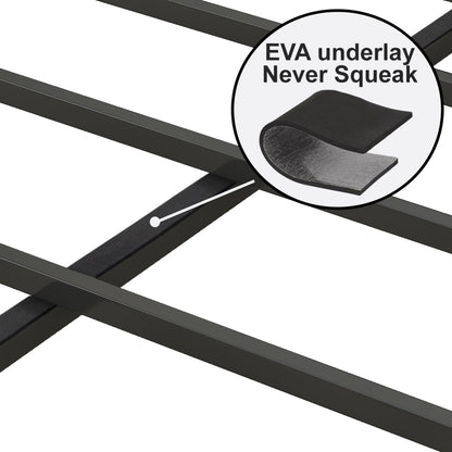 Queen Size Bed Frame With Charging Station, Upholstered Headboard, Metal Platform, Grey