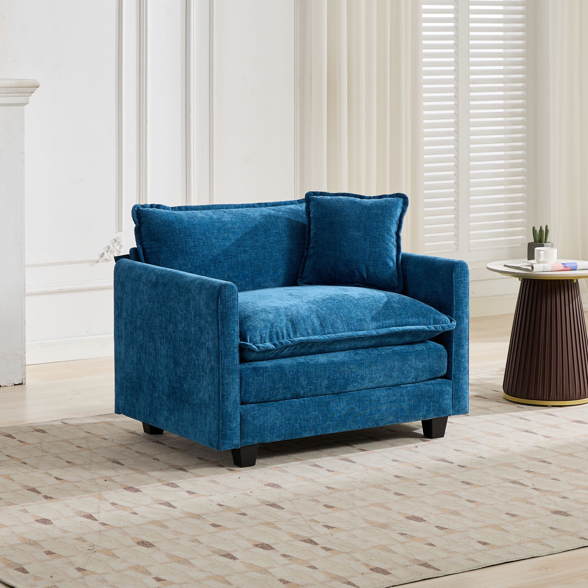 Blue Chenille Sectional Sofa