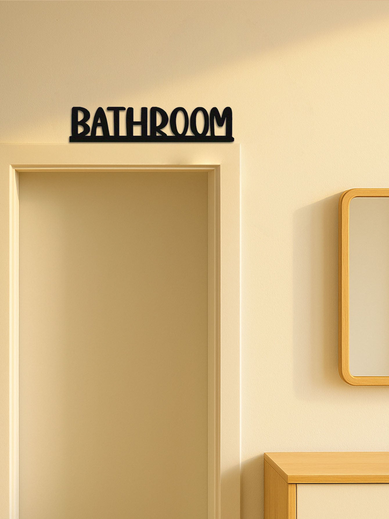 Sleek Metal Bathroom Wall Sign - Stylish Graphic Art Masterpiece For Home Decor