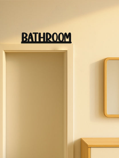 Sleek Metal Bathroom Wall Sign - Stylish Graphic Art Masterpiece For Home Decor