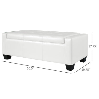 50.5" Faux Leather Rectangular Tufted Storage Ottoman for Living Room