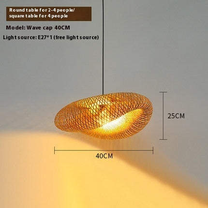 Bamboo Hanging Lamp Straw Hat-shaped Hanging Lamp