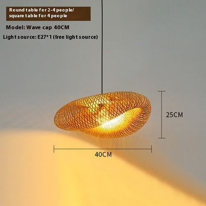 Bamboo Hanging Lamp Straw Hat-shaped Hanging Lamp