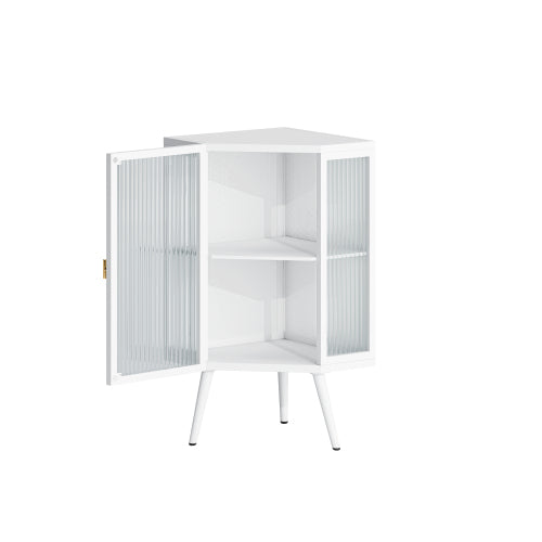 White Conical Glass Cabinet