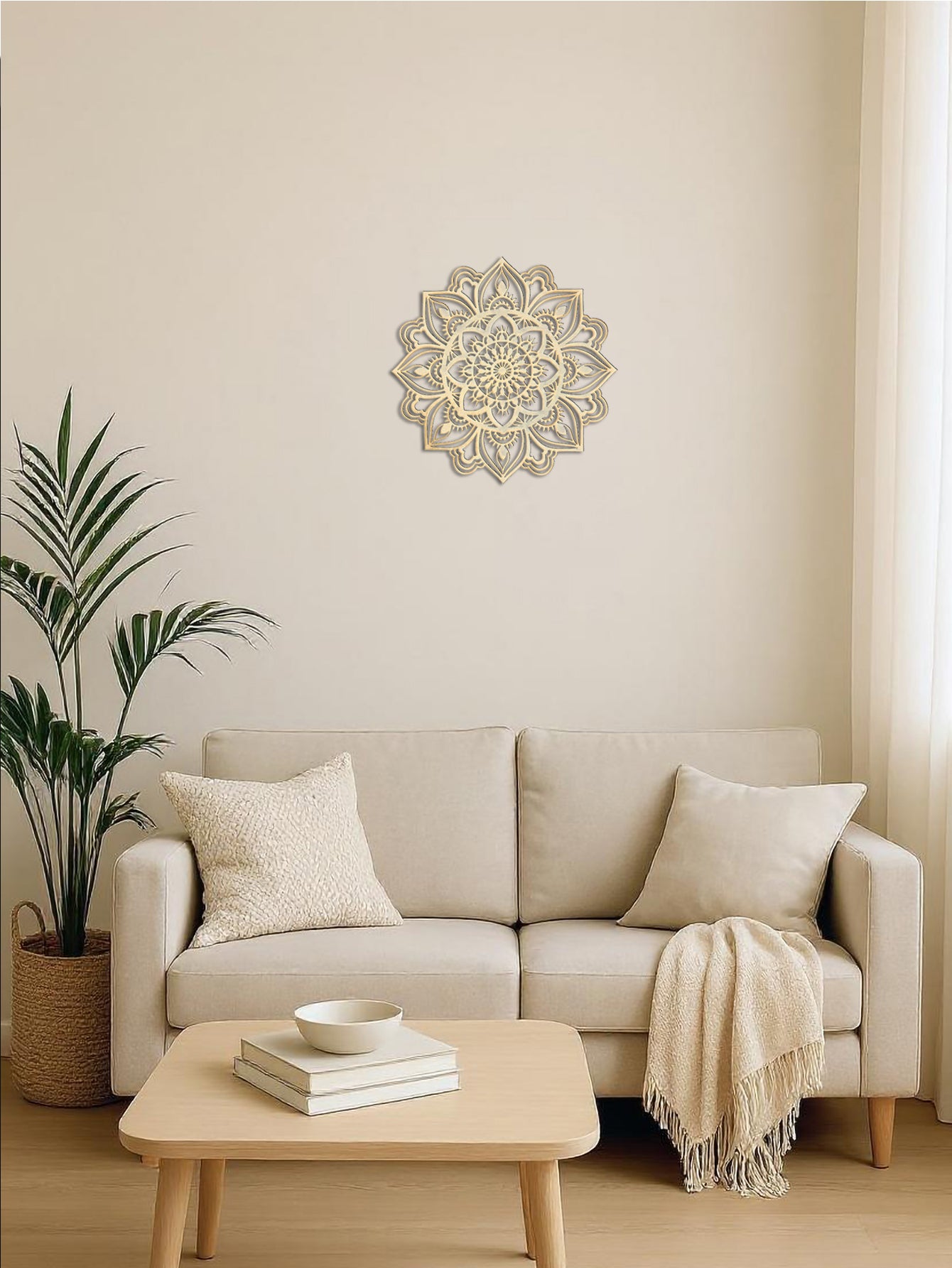 Hand-Hammered Moroccan Metal Mandala Wall Art - Bohemian Living Room Decor