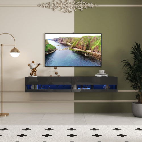 Wall Mounted TV Stand LED Charging Station Living Room