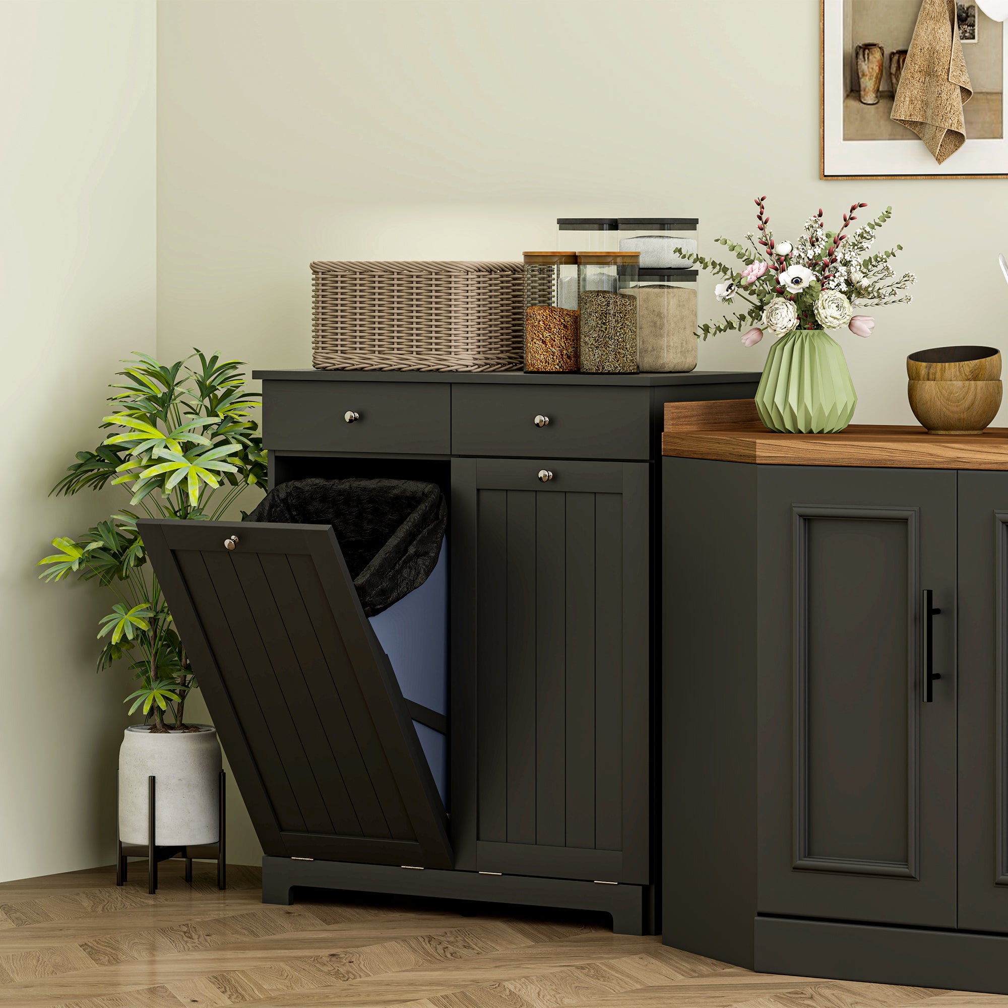 White Double Hamper Cabinet