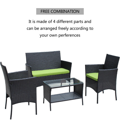 Green Rattan Patio Set