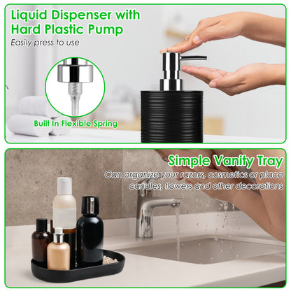 5 Colors Options -- Set Of 8Pcs Bathroom Accessories Set Bathroom Holder Set With Soap Dispenser Toothbrush Holder Cup Soap Dish Toilet Cleaning Brush Trash Can Qtip Holder Vanity Tray For Home