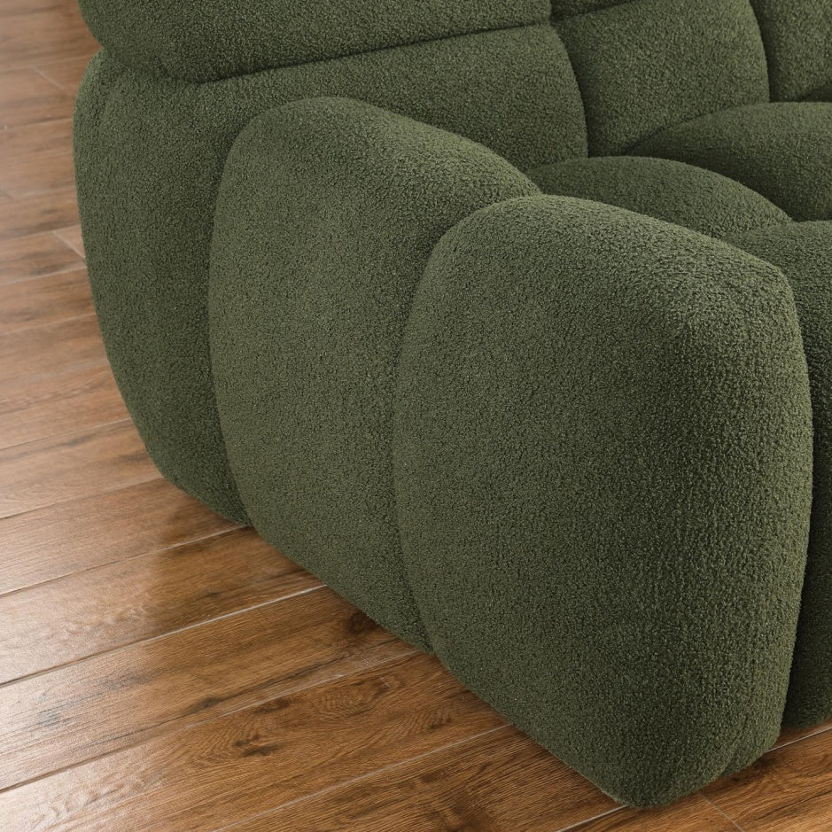 87.4 Length ,35.83inch Deepth ,human Body Structure For USA People, Marshmallow Sofa,boucle Sofa ,3 Seater, OLIVE GREEN BOUCLE