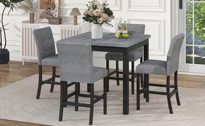 TOPMAX 5-Piece Counter Height Dining Set, Wood Table  Chairs Stools W Footrest