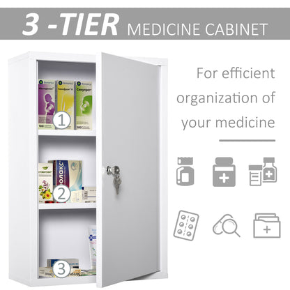 Wall Mount Medicine Cabinet 3 Tier Emergency Box for Bathroom Kitchen