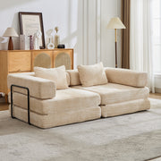 Beige Chenille Loveseat Sofa
