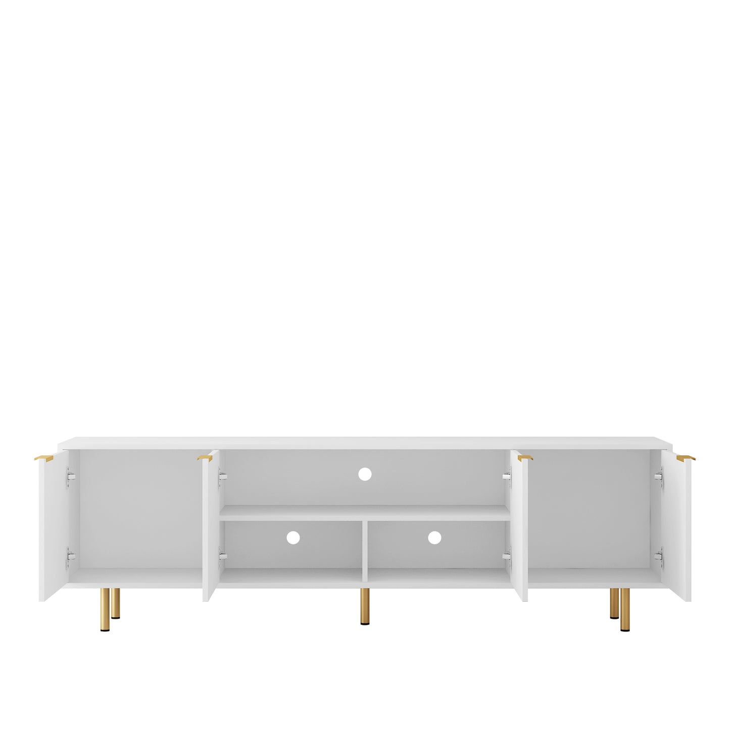 White Modern TV Stand Fluted T, Entertainment Center With Storage Doors, TV Console Media Cabinet, For 55 Inch TV, Living Room