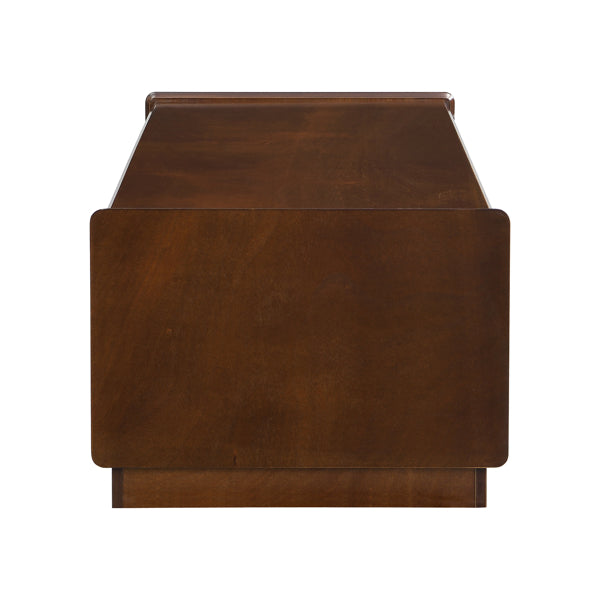 U-Can Modern Rectangle Coffee Table With 4 Drawers And 2 Display Shelves,  Wood Coffee Table With Fluted Style, Tempered Glass For Living Room