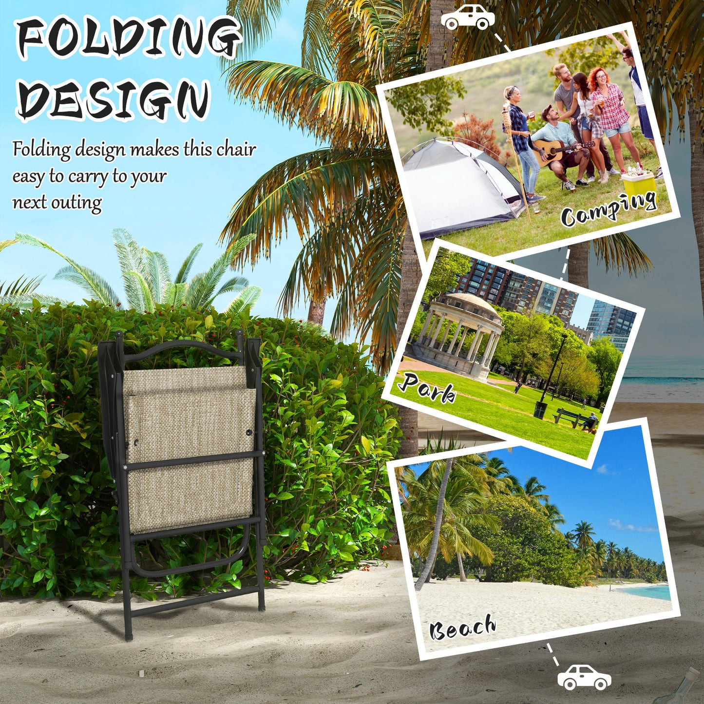 4 Piece Folding Patio Camping Chair Set