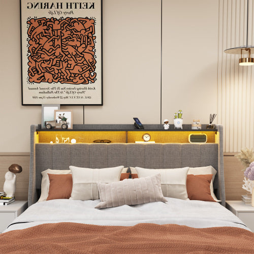 Light Grey Upholstered Bed