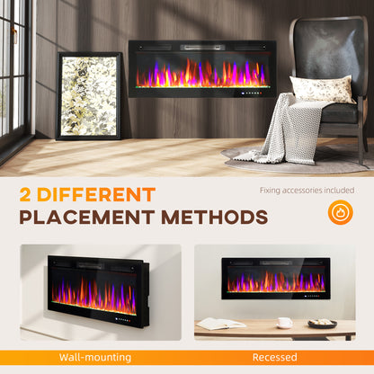 50" Electric Fireplace Recessed and Wall Mounted