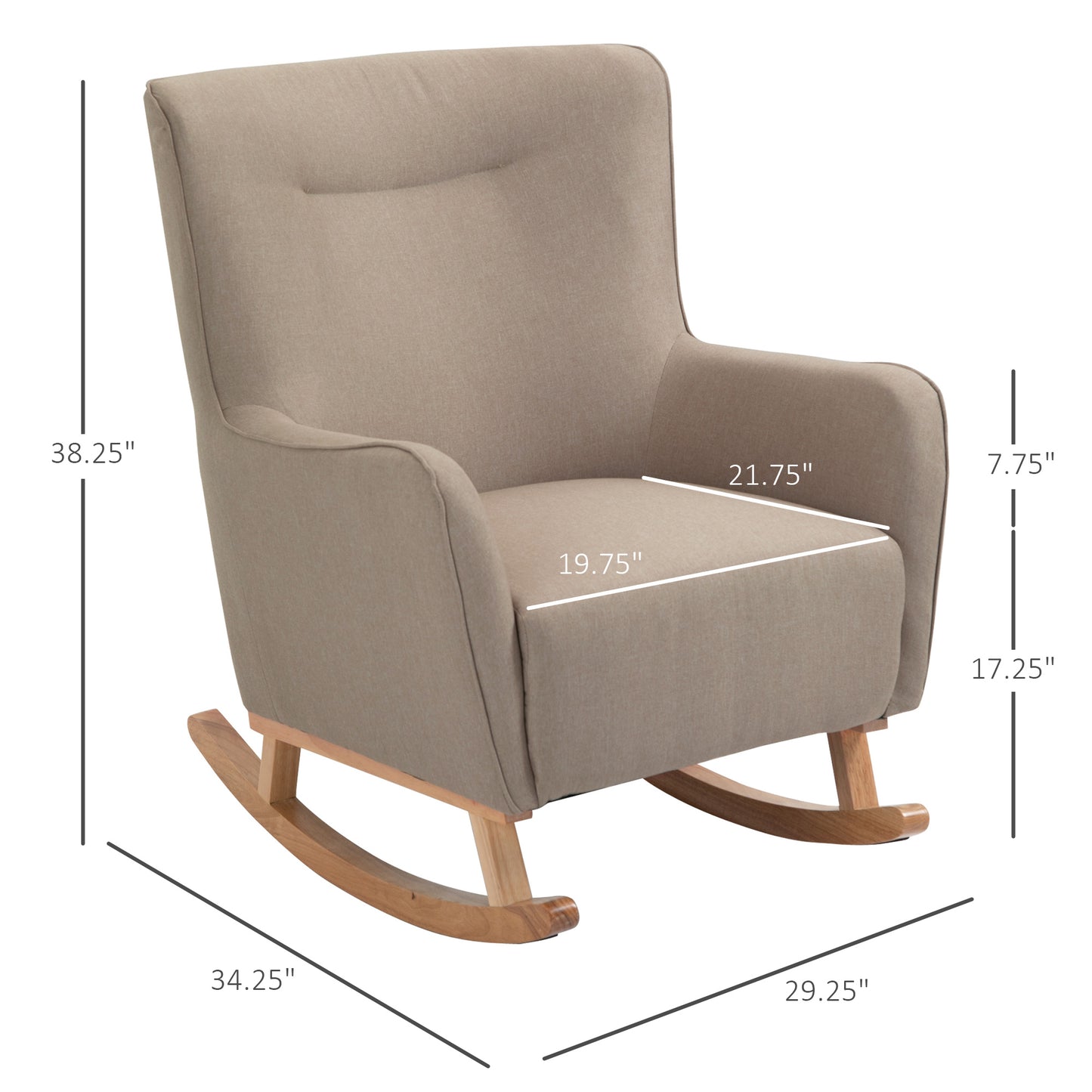 Modern Rocking Chair Sofa Armchair Modern Accent Chair with Thick Padding