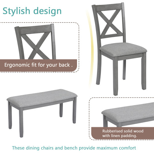 Wooden Dining Set 6 Piece Rectangular Kitchen Living Room