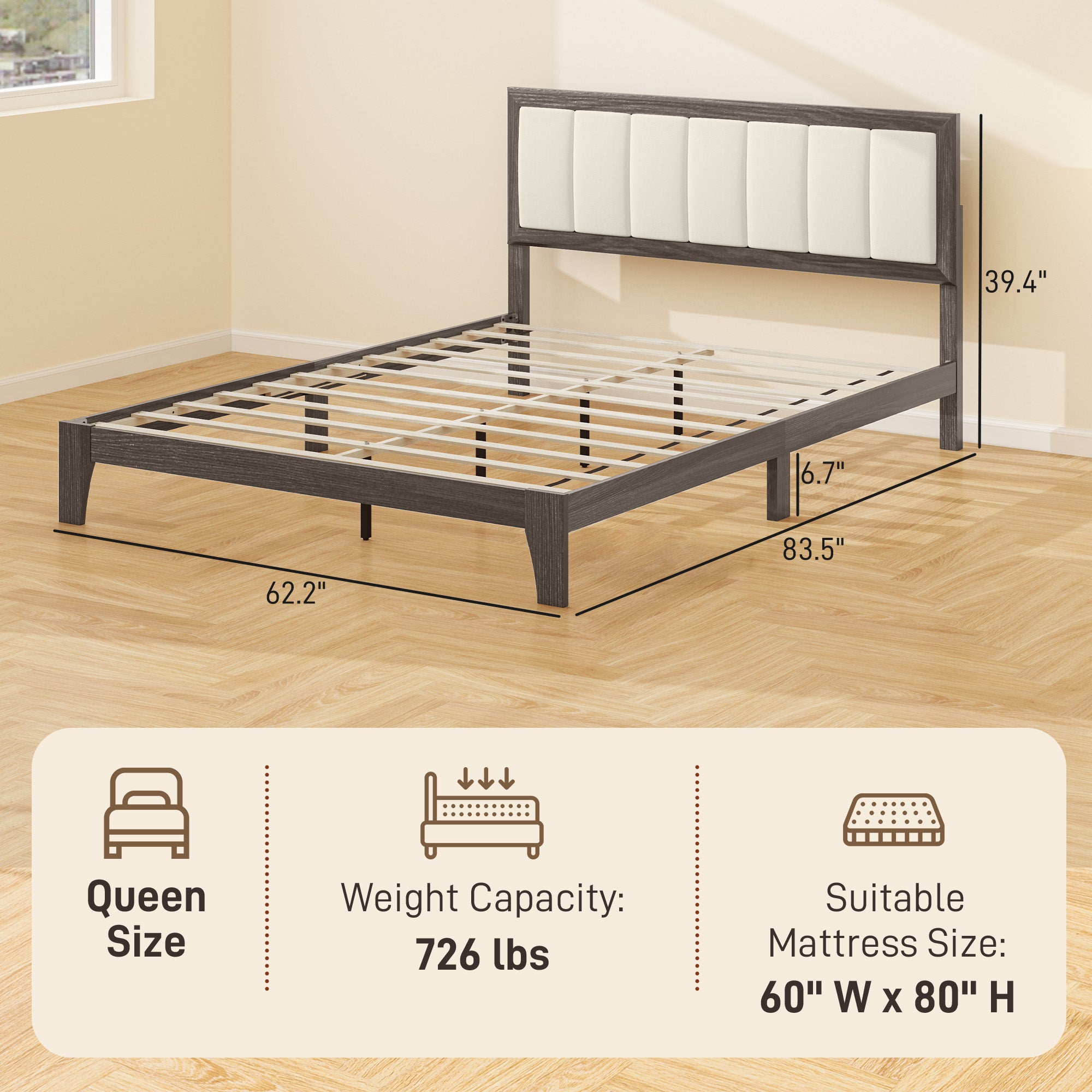 Charcoal Gray Platform Bed