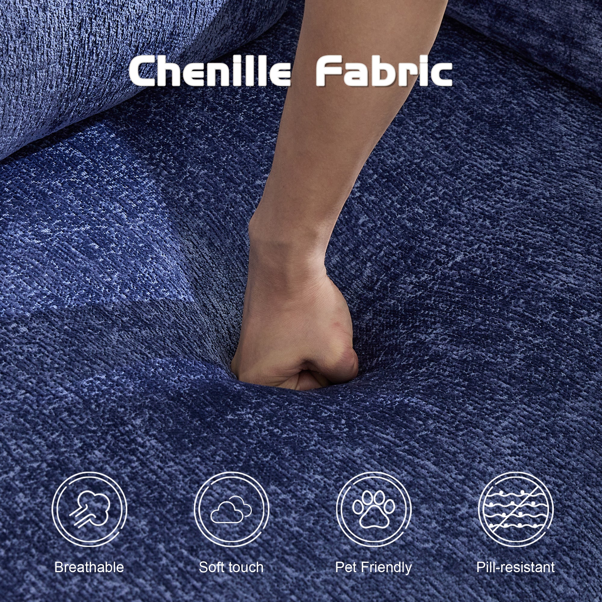 Dark Blue Chenille Loveseat Sofa