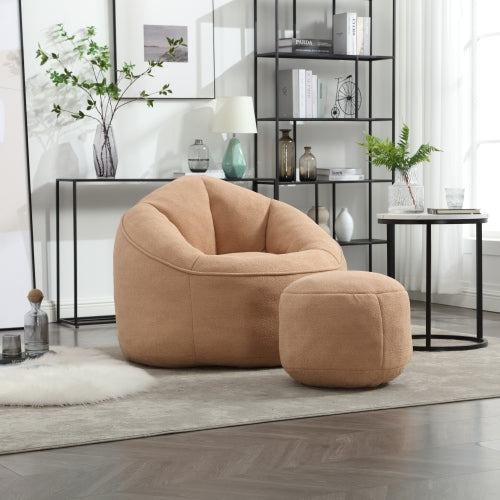 Foam Bean Bag Sofa Chair Tan Portable Design