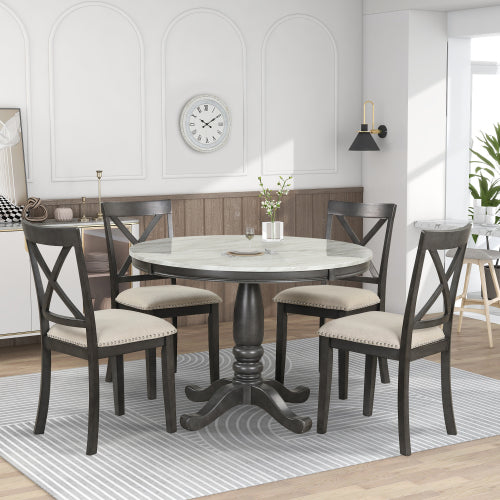 Gray Solid Wood Dining Set