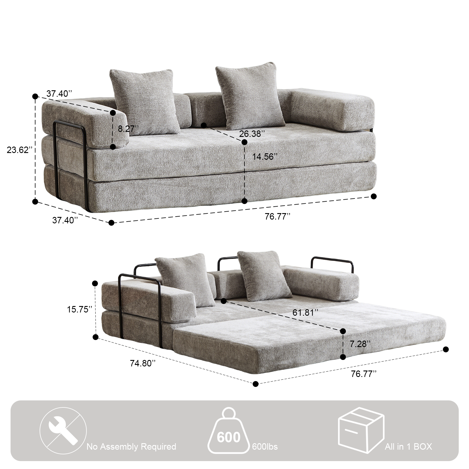 Grey Chenille Lounge Sofa