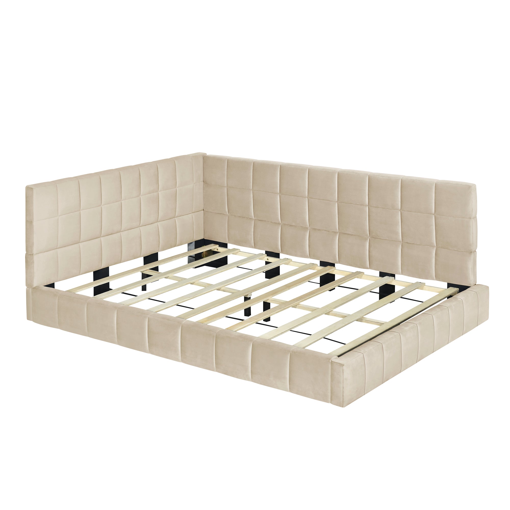 Beige Velvet Sofa Bed