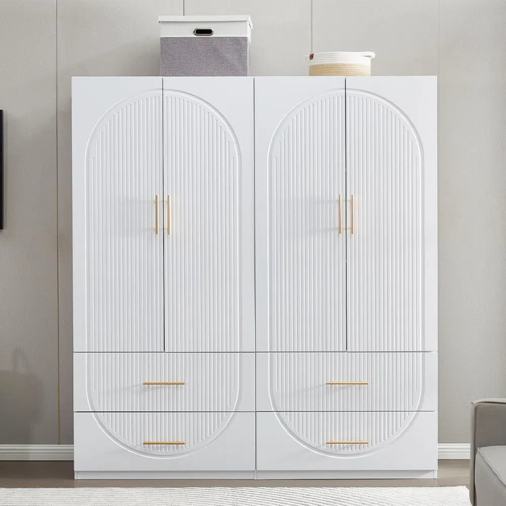 Wood Wardrobe Closet Spacious Storage Bedroom