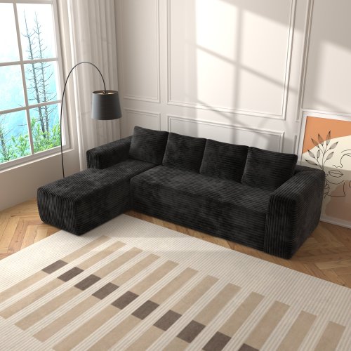 Black Corduroy Modular Sofa