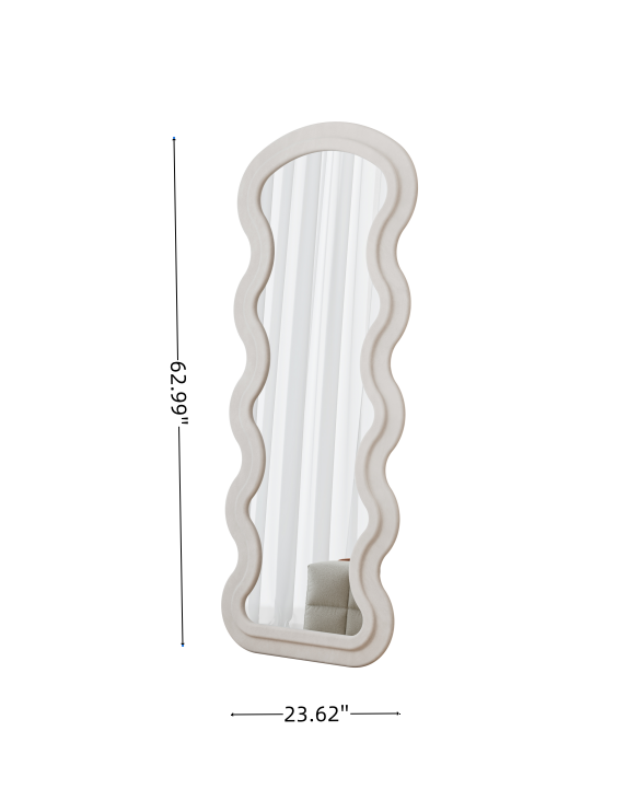 White Wave Floor Mirror