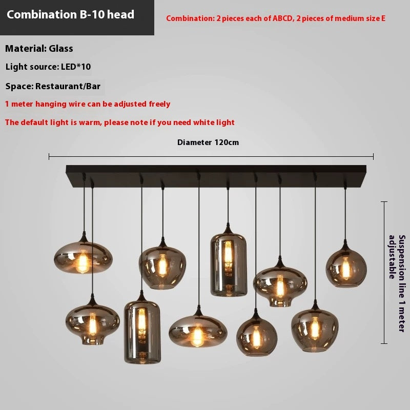 Nordic Creative Glass Chandelier Cafe