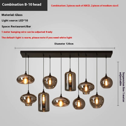 Nordic Creative Glass Chandelier Cafe