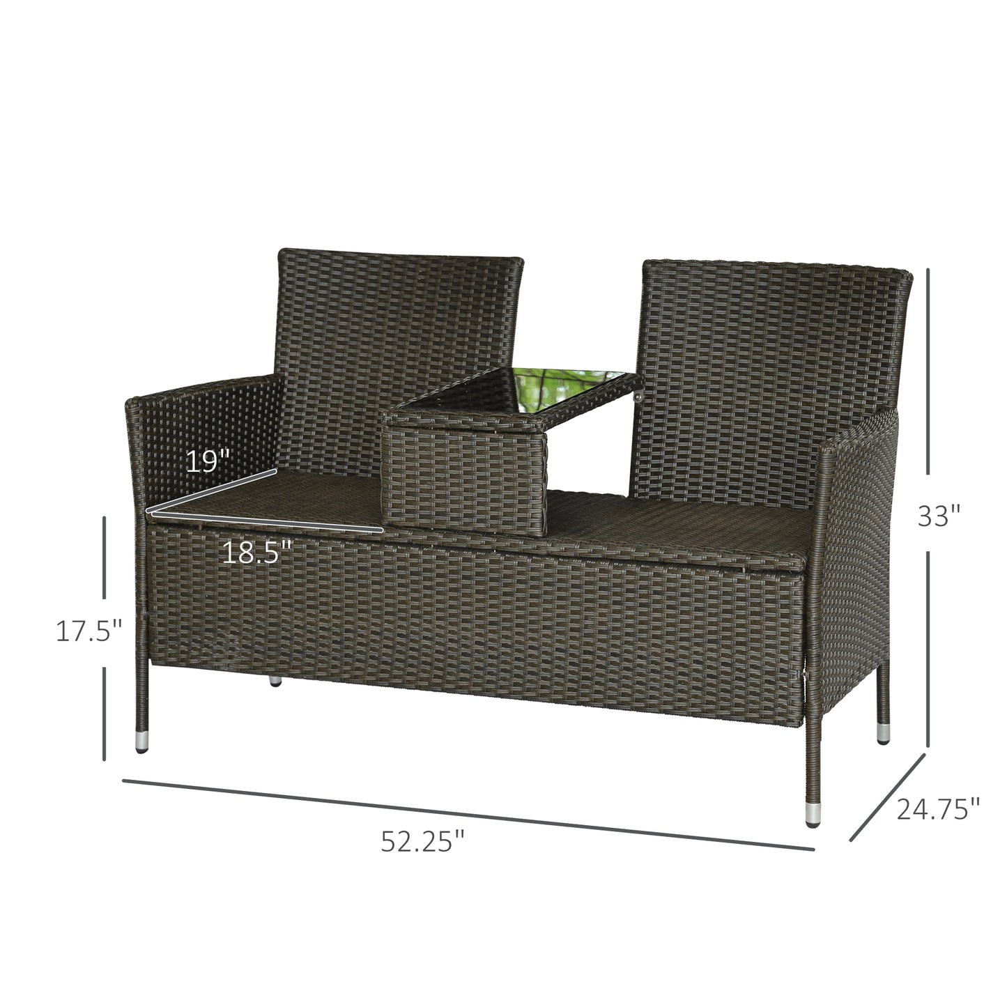 Outdoor Patio Loveseat Conversation Furniture Set