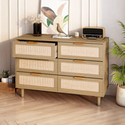 Rattan Six-Drawer Dresser