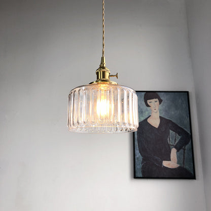 Japanese Retro Simple Brass Glass Chandelier Creative