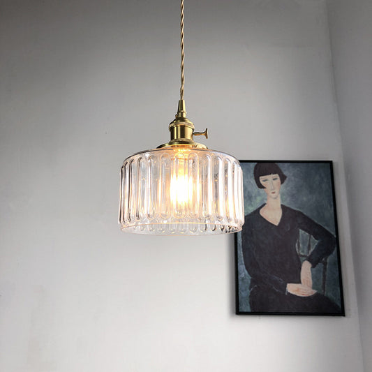 Japanese Retro Simple Brass Glass Chandelier Creative