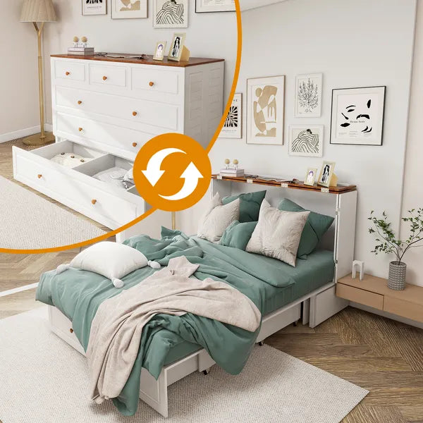 White Wood Murphy Bed