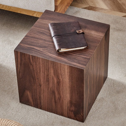 16x16x16 Inch Walnut Wood Grain MDF Coffee Table - Luxurious Design, Perfect Living Room Accent.Cube Fashion Texture Design Coffee Table, Suitable For Various Situations And Scenes