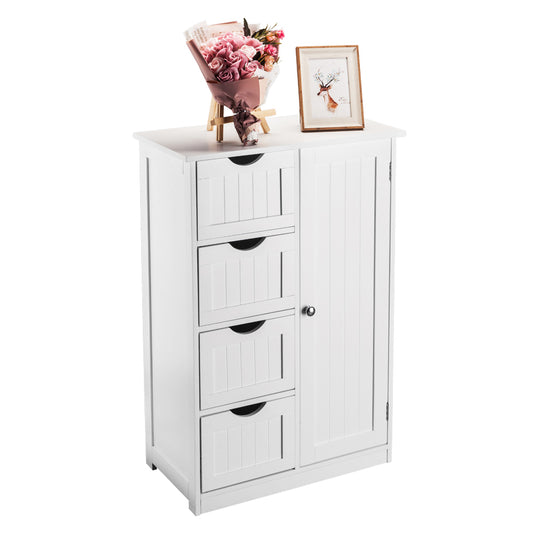 Four Drawer Single Door Bathroom Storage Cabinet
