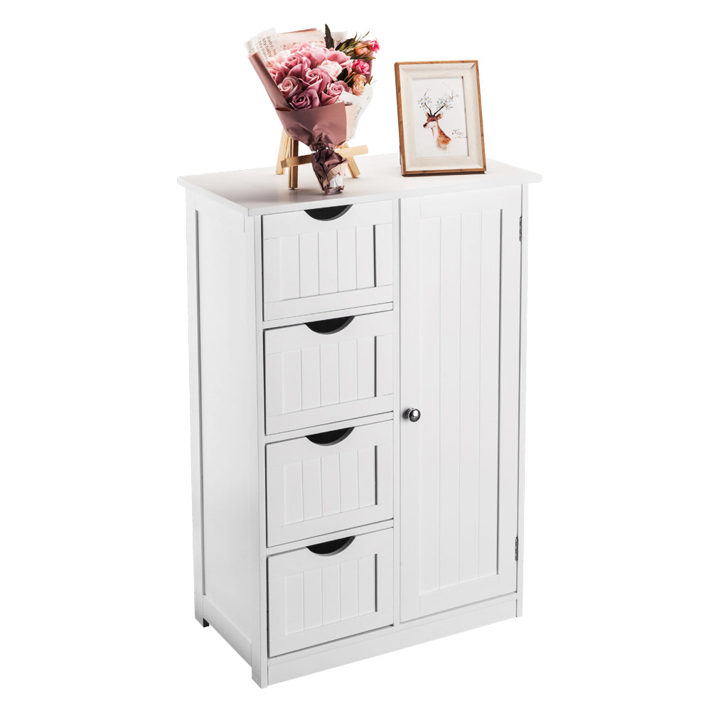 Four Drawer Single Door Bathroom Storage Cabinet