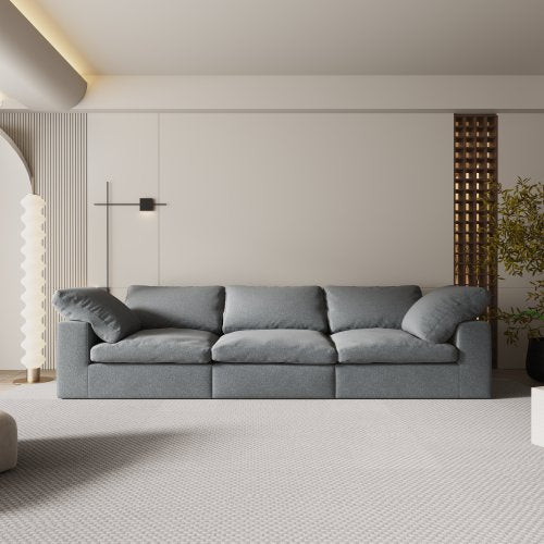 Grey Chenille 3-Seater Sofa