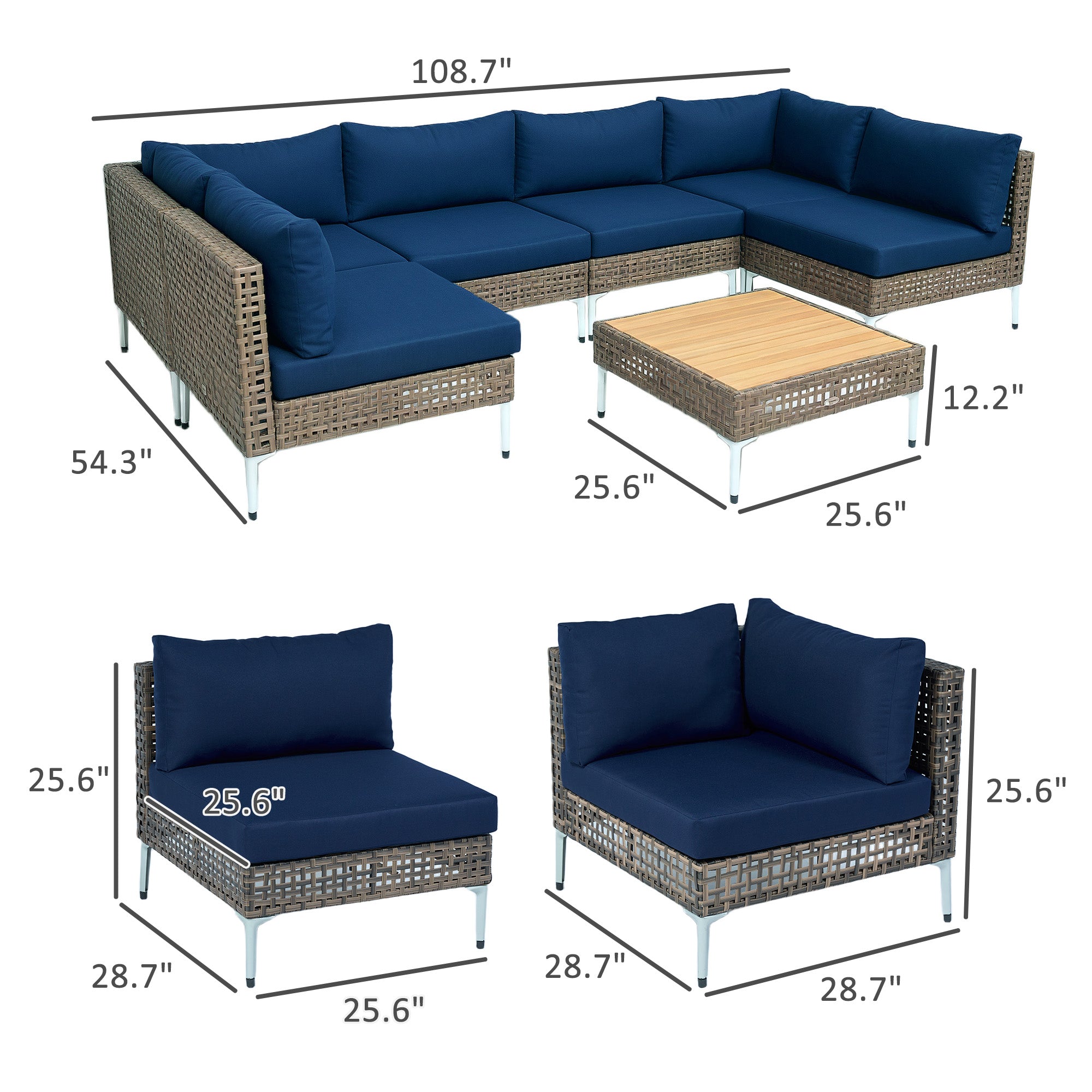 Wicker Patio Furniture Set Modular Outdoor Sectional