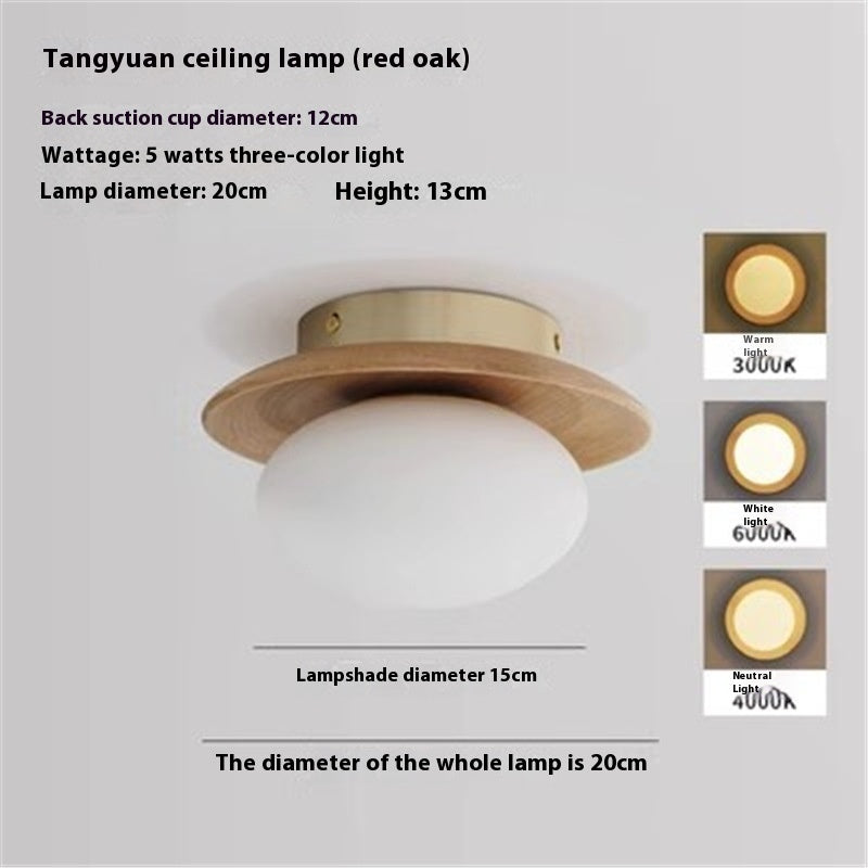 Cream Style Japanese Style Log Bedside Balcony Spherical Living Room TV Wall Wall Lamp