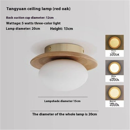 Cream Style Japanese Style Log Bedside Balcony Spherical Living Room TV Wall Wall Lamp